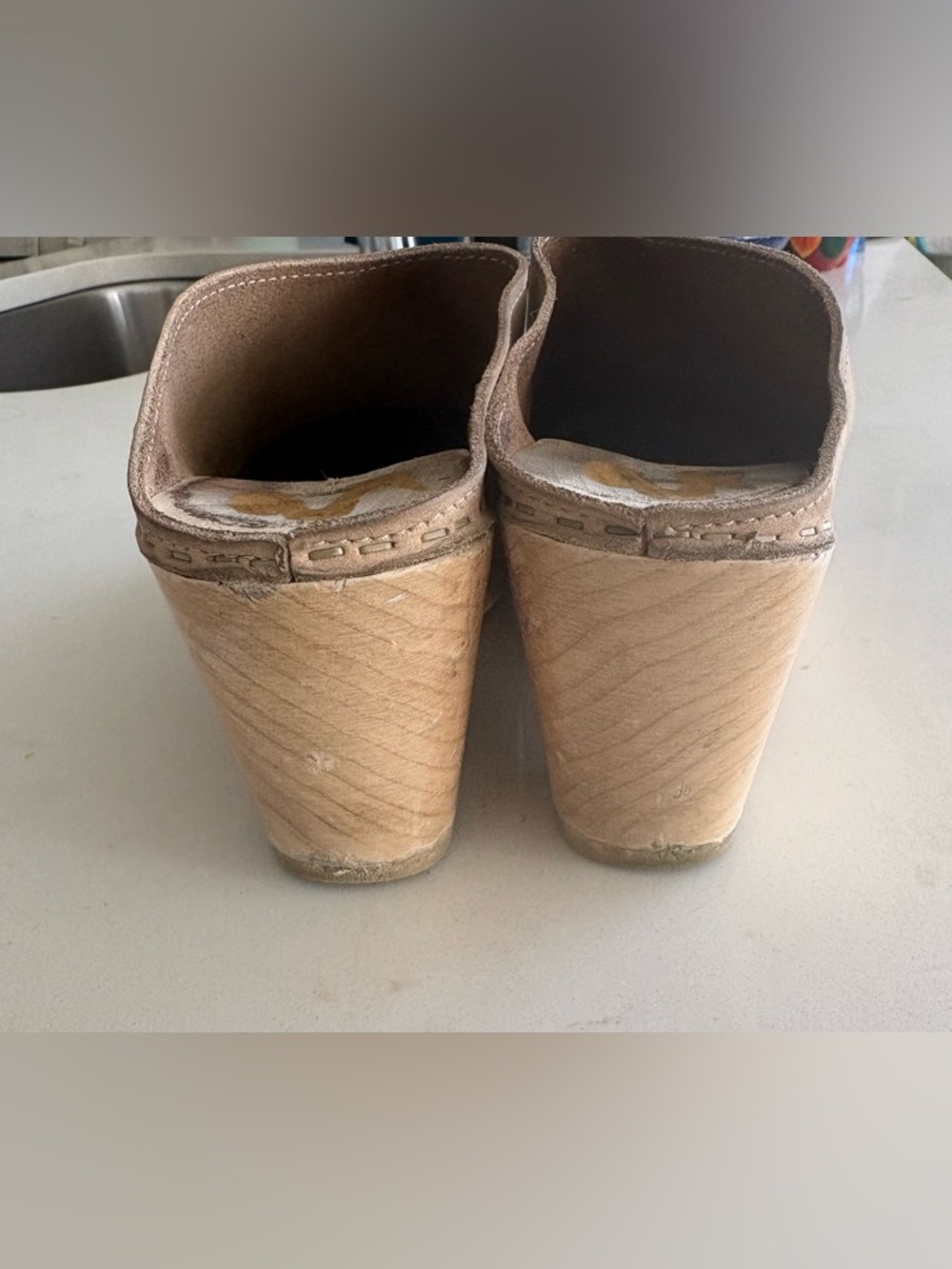 No. 6 Women’s Tan Leather Wedge Clogs - Picture 4 of 8